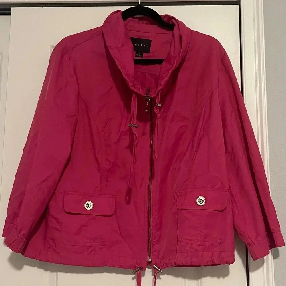Tribal Zip Up Jacket Windbreaker Pink Size 14